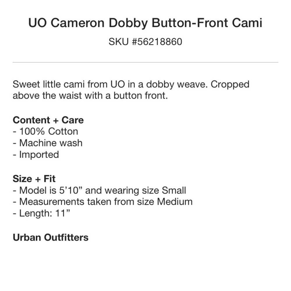 UO Button-Front Cami Tank - Picture 2 of 8